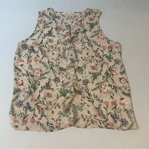 Violet + Claire Floral Ruffle Front Sleeveless Blouse Size Large